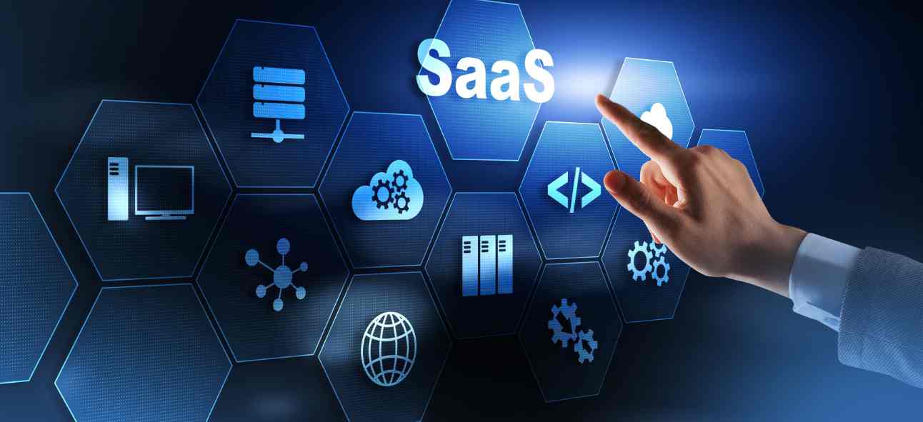 SaaS, Software as a Service. Internet and networking Technology concept.