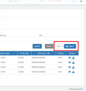 Export: End customer invoice